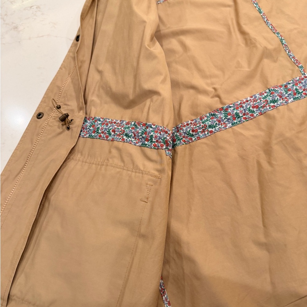 Lands' End Tan Hooded Jacket with Floral Trim - Picture 6 of 6